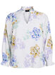 Plissé blouse met lange mouwen en bloemenprint, Wit, Packshot image number 0
