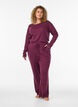 Bas de pyjama en coton biologique avec broderie ajour&eacute;e, Bordeaux fonc&eacute;, Model image number 0