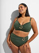 High-waisted Tai bikinislip met gouden detail, Groen, Model image number 0