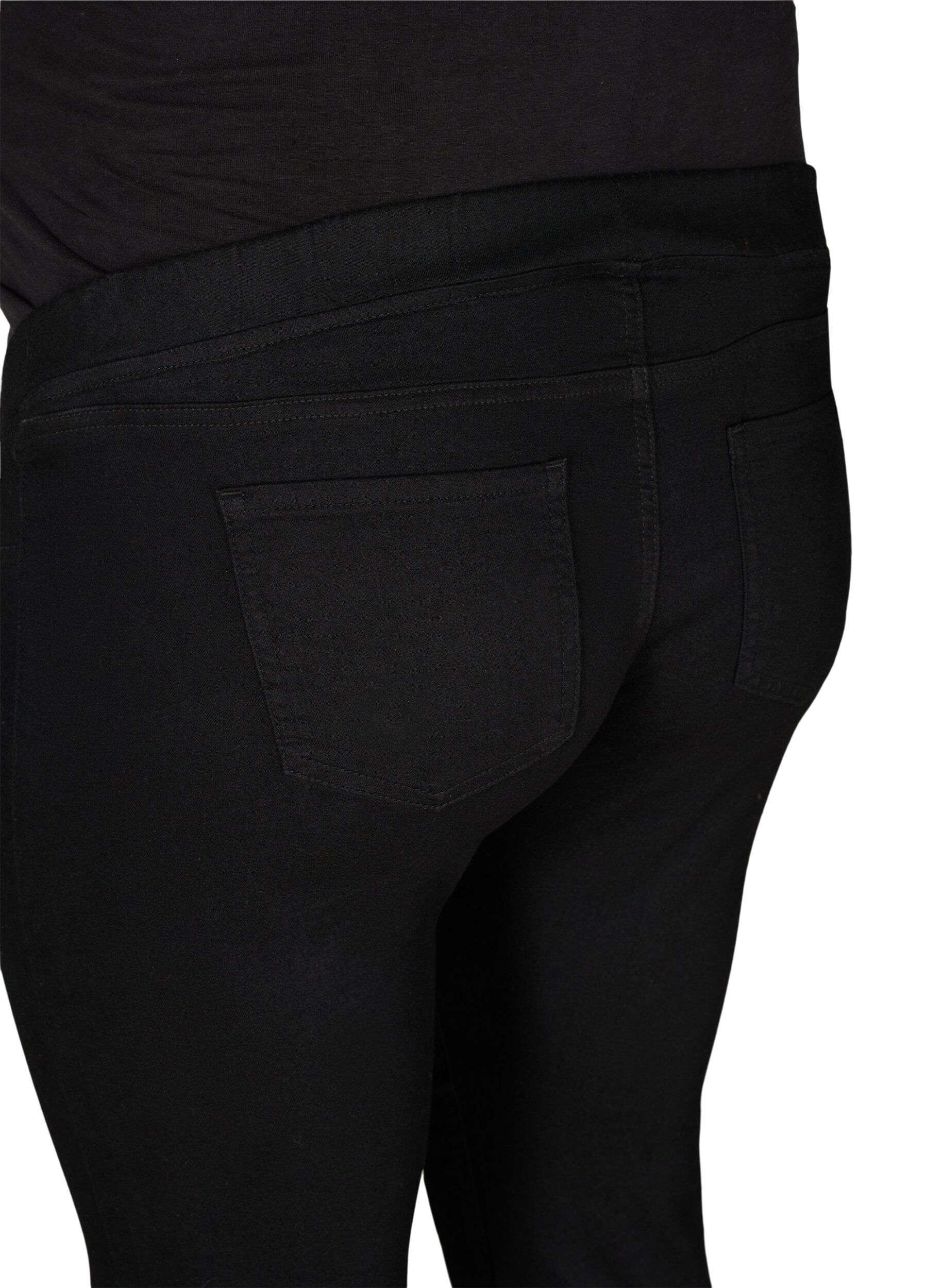 ZizziZwangerschapsjegging met achterzakken, Black, Packshot image number 3