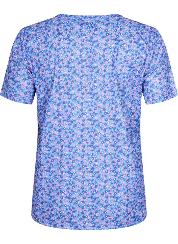 FLASH - T-shirt imprim&eacute; avec col en V, Blue Rose Ditsy, Packshot image number 1