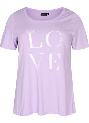 Katoenen t-shirt met korte mouwen en print, Lavendula LOVE, Packshot image number 0
