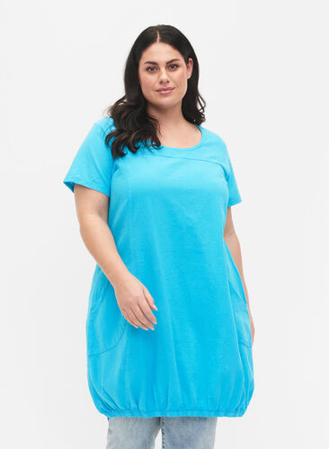 Robe en coton à manches courtes, Blue Atoll, Model image number 0