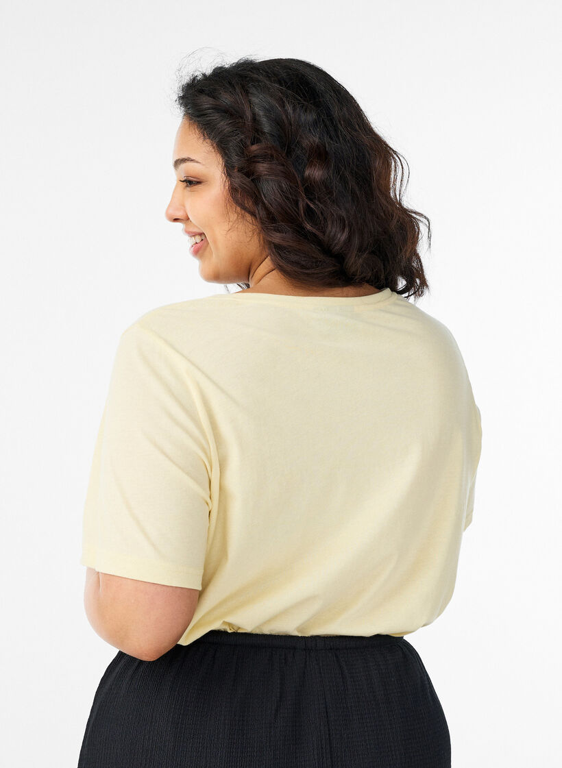 T-shirt met print, Geel, Model image number 2