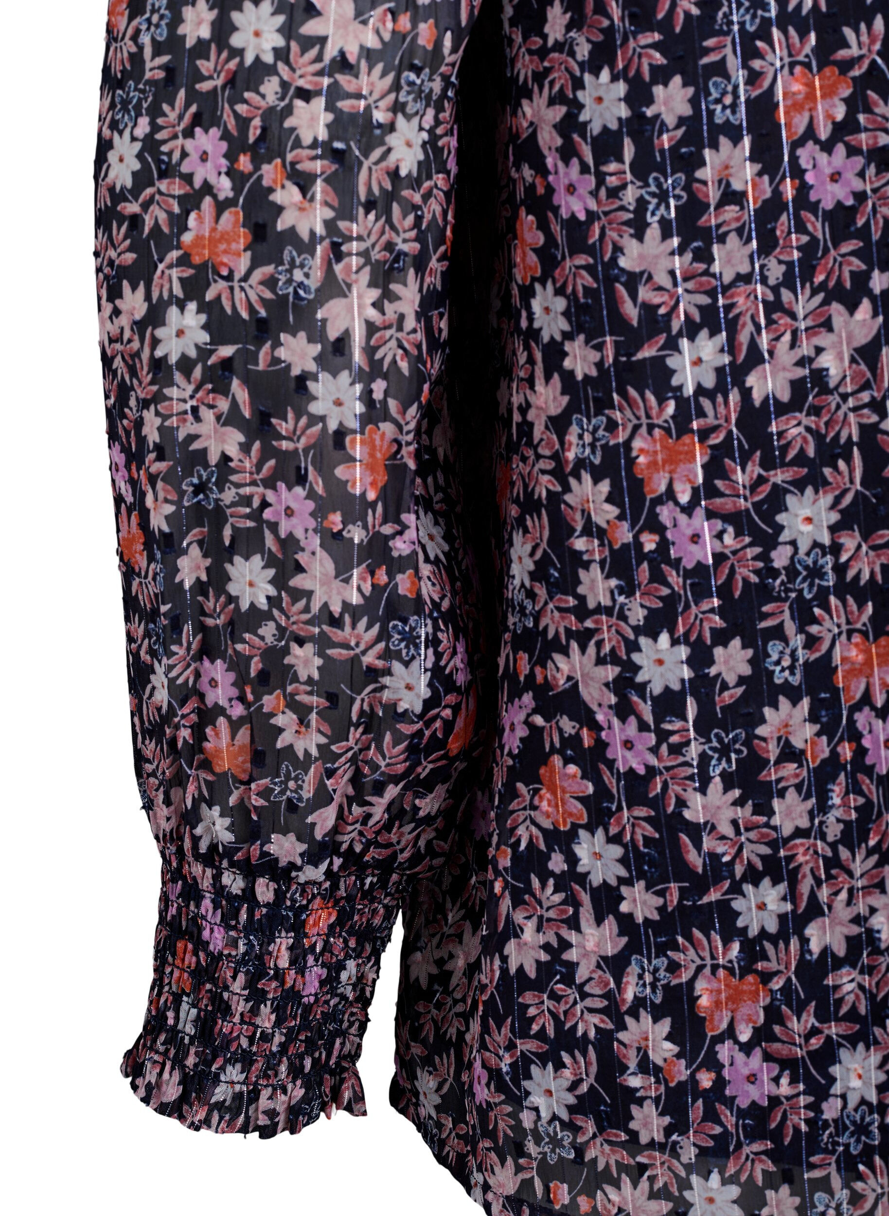 ZizziChemisier &agrave; imprim&eacute; floral et fil paillet&eacute;, Bleu, Packshot image number 3