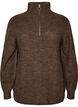 Pull en tricot avec col haut et fermeture &eacute;clair, Marron, Packshot image number 0