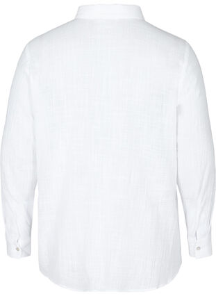 Chemise à manches longues en coton texturé, White, Packshot image number 1