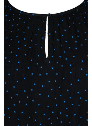 Viscose tuniek met print en 3/4 mouwen, Black w. Blue Dot, Packshot image number 2