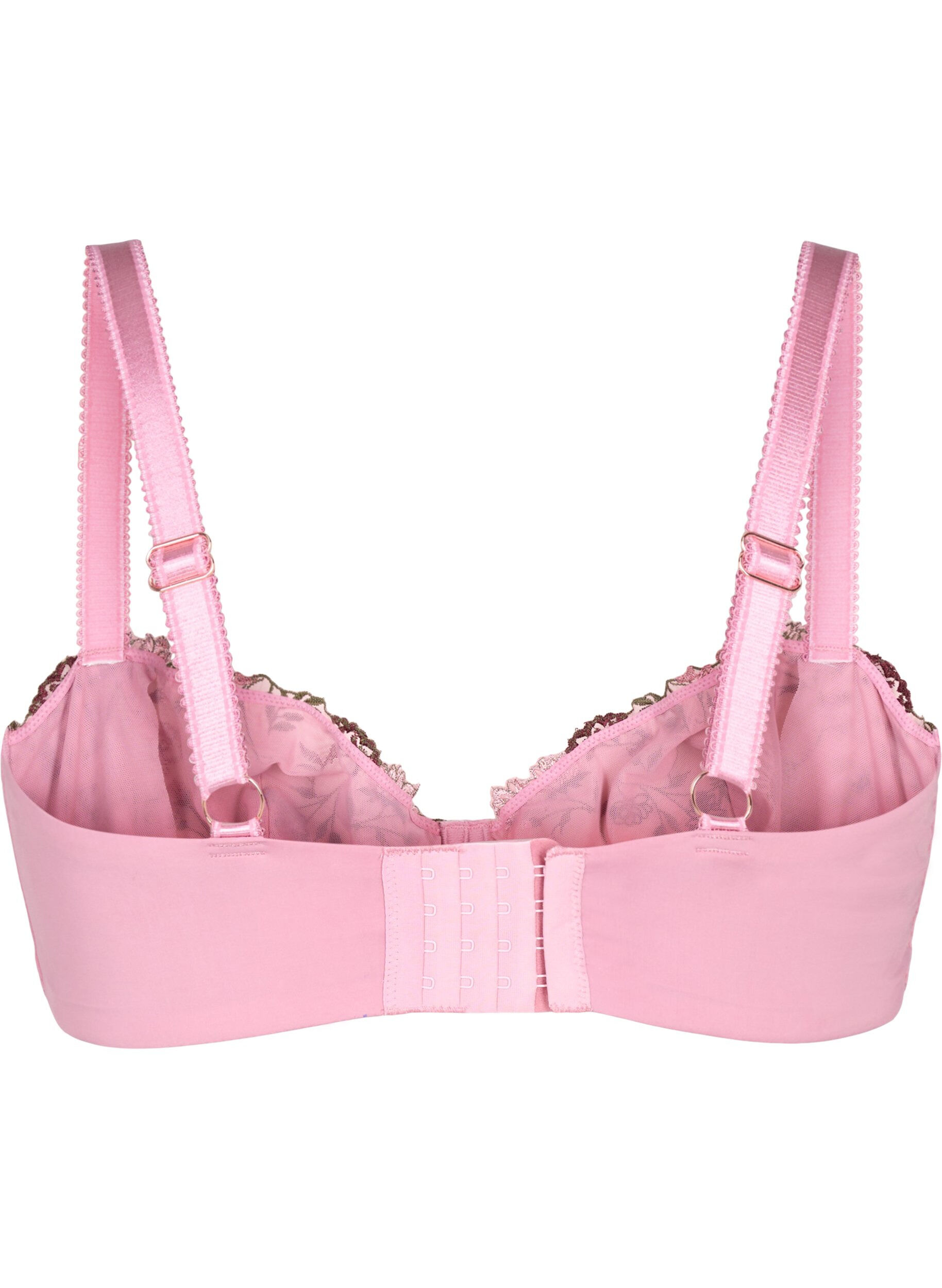 ZizziBalconette bh met geborduurde bloemen, Roze, Packshot image number 1