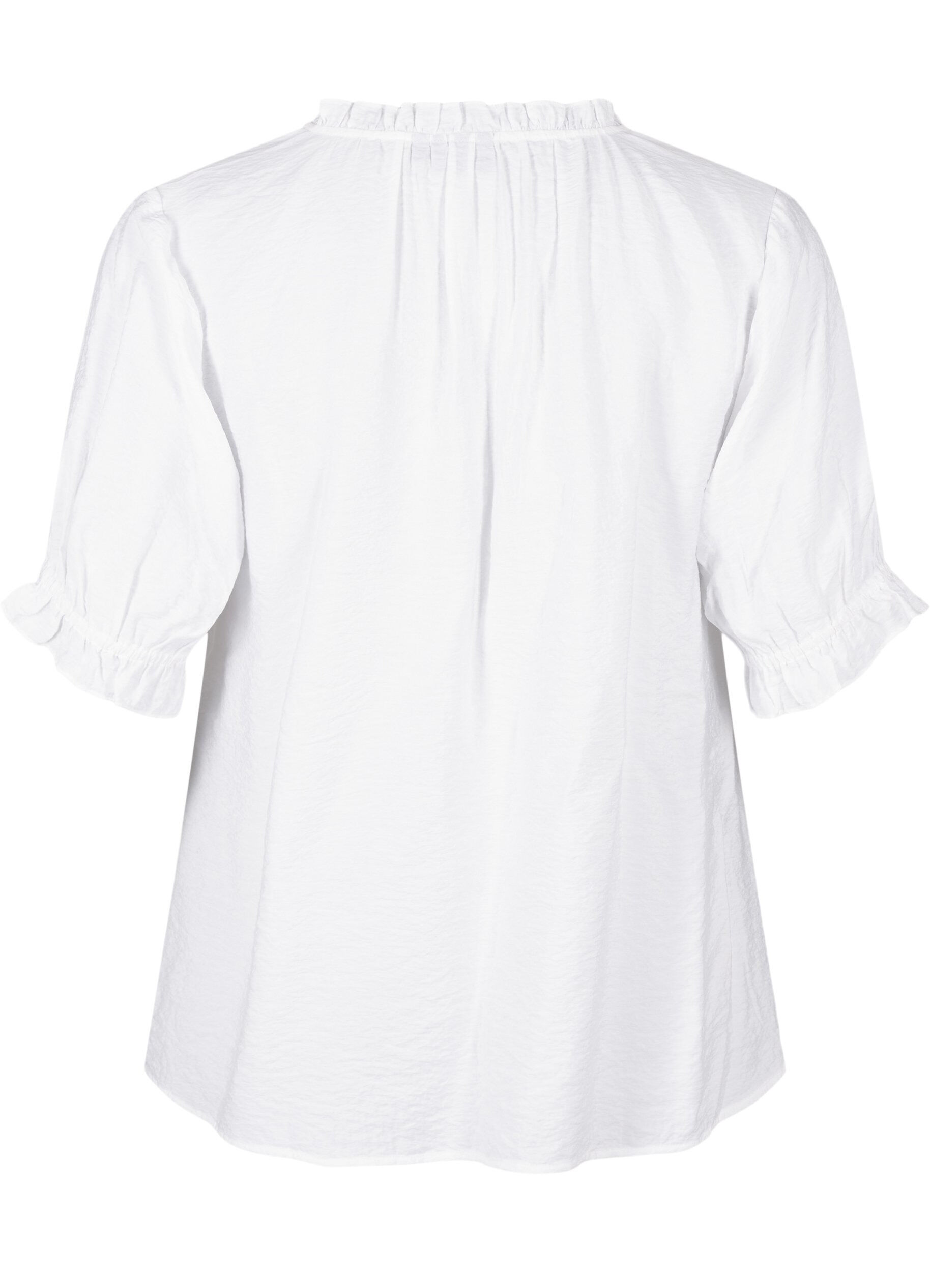 ZizziViscose blouse met korte mouwen en ruches, Bright White, Packshot image number 1