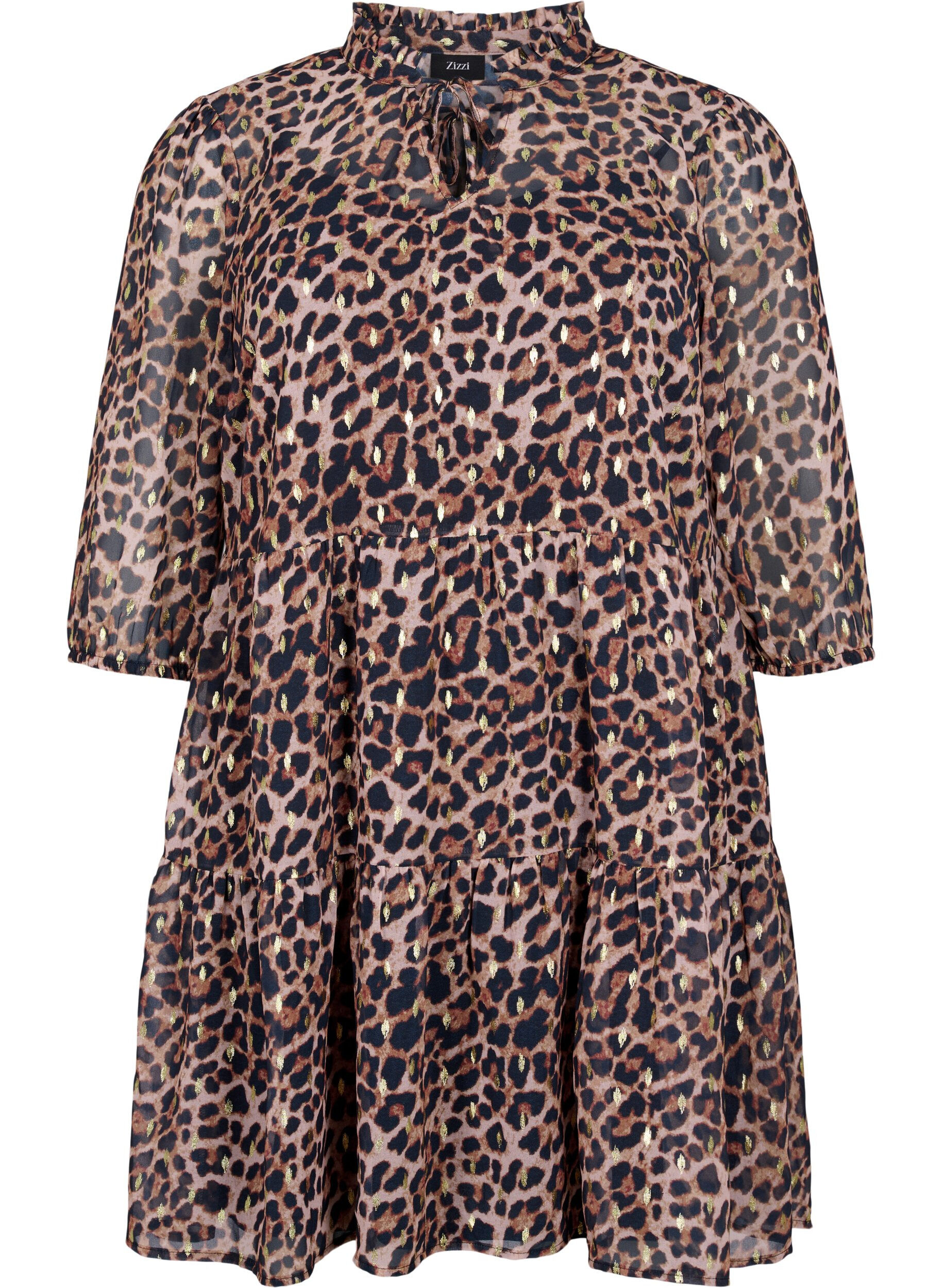 ZizziTuniek met leo print en lurex, Leopard AOP, Packshot image number 0