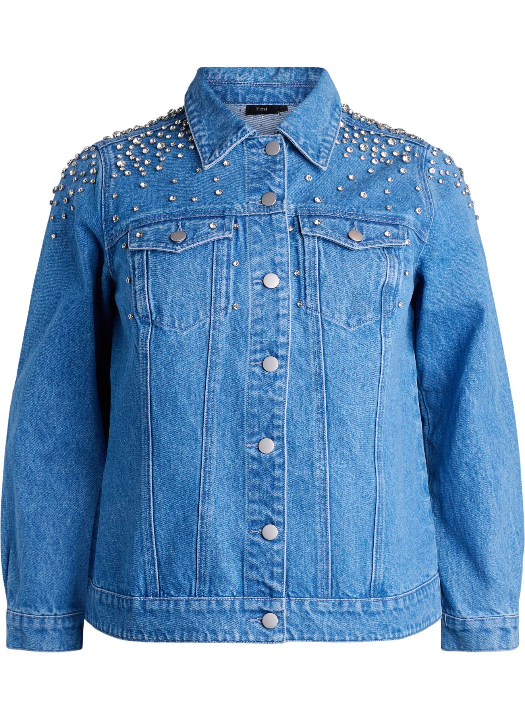 ZizziDenim jack met strass-steentjes, Blauw, Packshot image number 0
