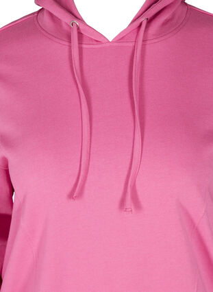 Sweatshirt met capuchon en geribbelde randen, Phlox Pink, Packshot image number 2