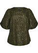 Jacquard blouse met pofmouwen en A-lijnvorm, Groen, Packshot image number 0