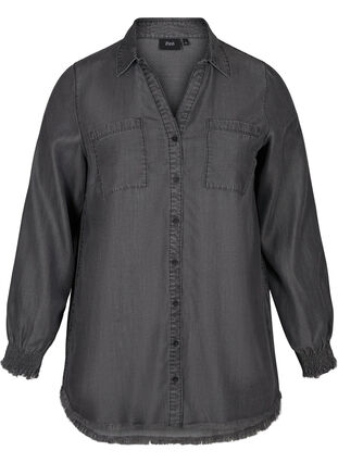 Lyocell blouse met lange mouwen, Grey Denim, Packshot image number 0