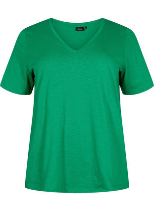 T-shirt basique à manches courtes avec col en V, Jolly Green, Packshot image number 0