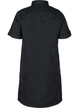 Denim jurk met korte mouwen, Black, Packshot image number 1