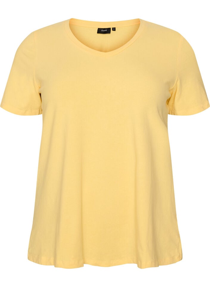 T-shirt en coton uni basique, Jaune, Packshot image number 0