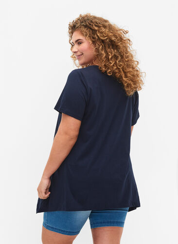T-shirt en coton à manches courtes, Navy Blazer SOLID, Model image number 1