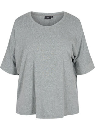 Gemêleerde blouse met korte mouwen, Balsam Green Mel., Packshot image number 0