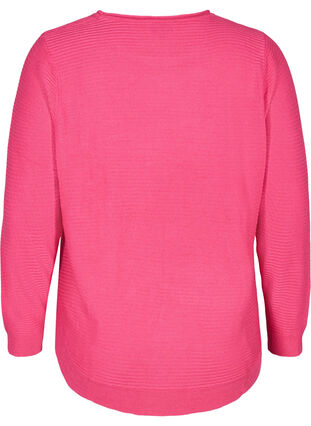 Blouse tricotée à encolure ronde, Hot Pink, Packshot image number 1