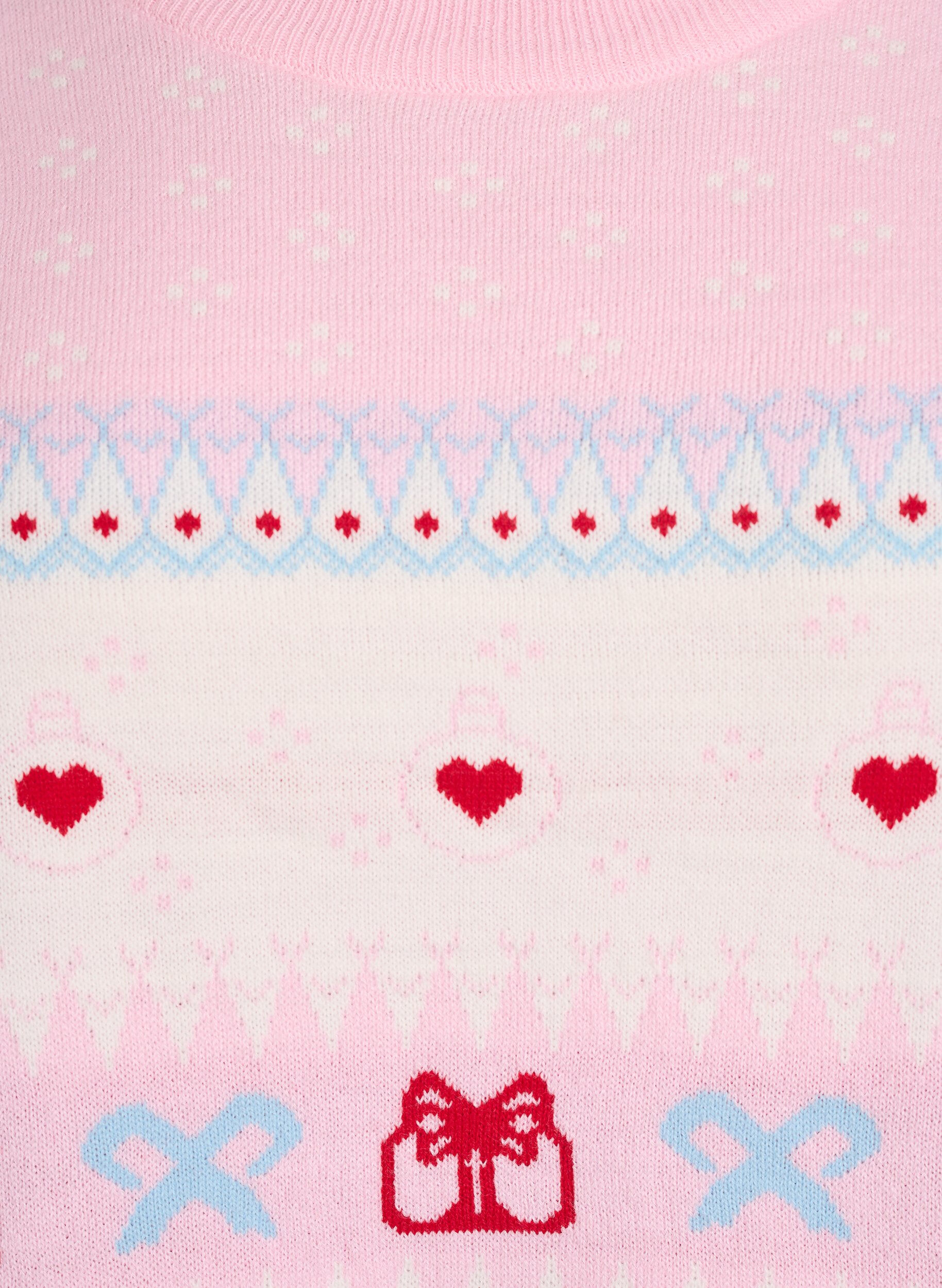 Zizzi Blouse en maille avec motif de No&euml;l, Rose, Packshot image number 2