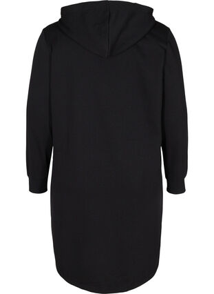 Robe pull à capuche et fente, Black, Packshot image number 1