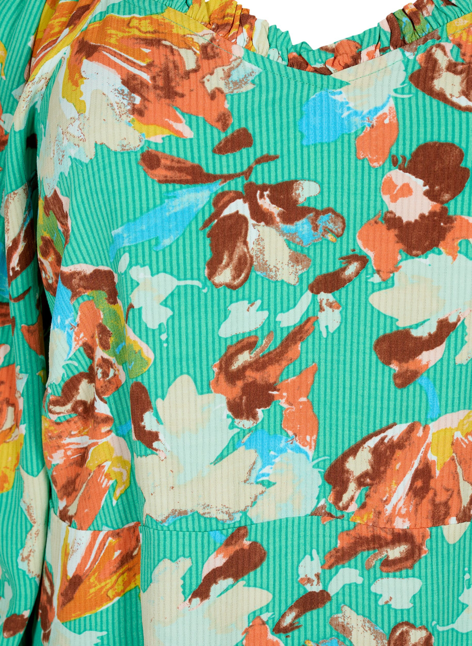ZizziBedrukte viscose blouse met 3/4 mouwen, Groen, Packshot image number 2