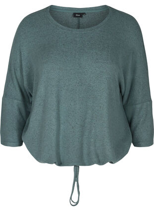Gemêleerde blouse met verstelbare onderkant, Balsam Green Mel , Packshot image number 0