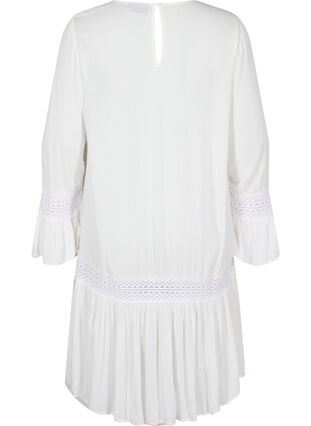 robe en viscose avec détails en dentelle, Off White, Packshot image number 1