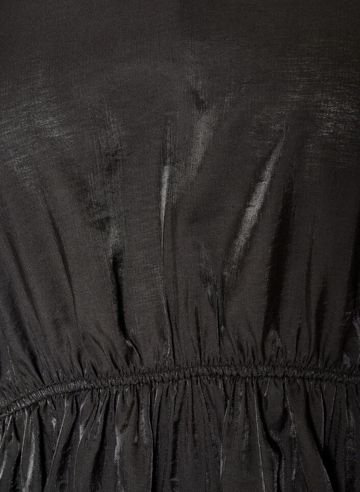 Glanzende viscose blouse met peplumeffect, Zwart, Packshot image number 2