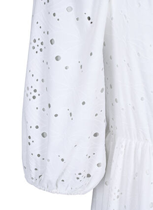Robe longue avec un motif en dentelle et une encolure carrée, Bright White, Packshot image number 3