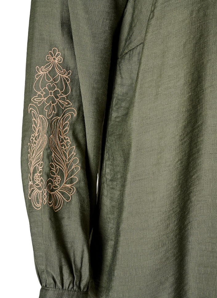 Chemise en viscose avec manches brod&eacute;es, Vert, Packshot image number 3