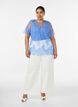 Korte mouwen kanten blouse met striksluiting, Paars, Model image number 1