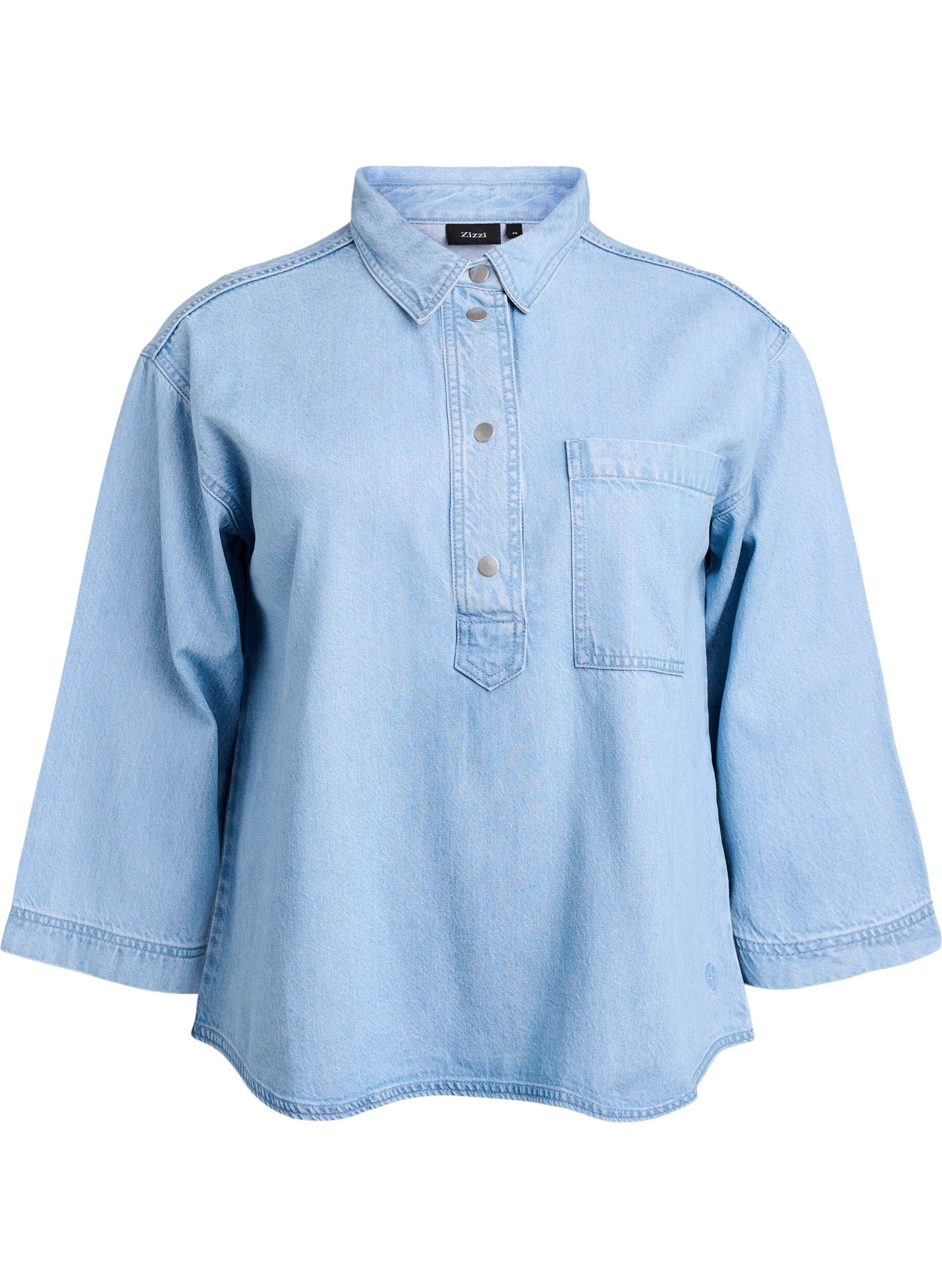 Los denimshirt met 3/4-mouwen