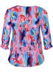 Geplooide blouse met 3/4 mouwen, Lavender Space AOP, Packshot image number 1