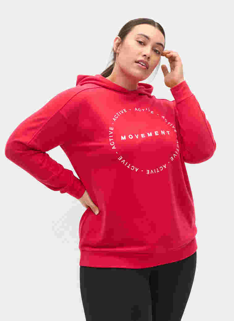 Sweatshirt met capuchon en tekstprint, Barberry, Model image number 0