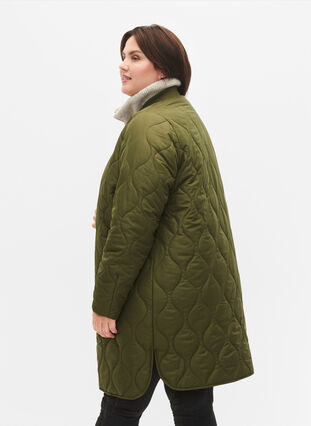Lange gevoerde jas met zakken en rits, Winter Moss, Model image number 1