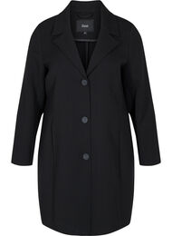 Manteau long avec fermeture à boutons, Black, Packshot
