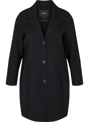 Manteau long avec fermeture à boutons, Black, Packshot image number 0