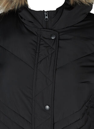 Veste d'hiver avec capuche et col en fausse fourrure, Black, Packshot image number 2