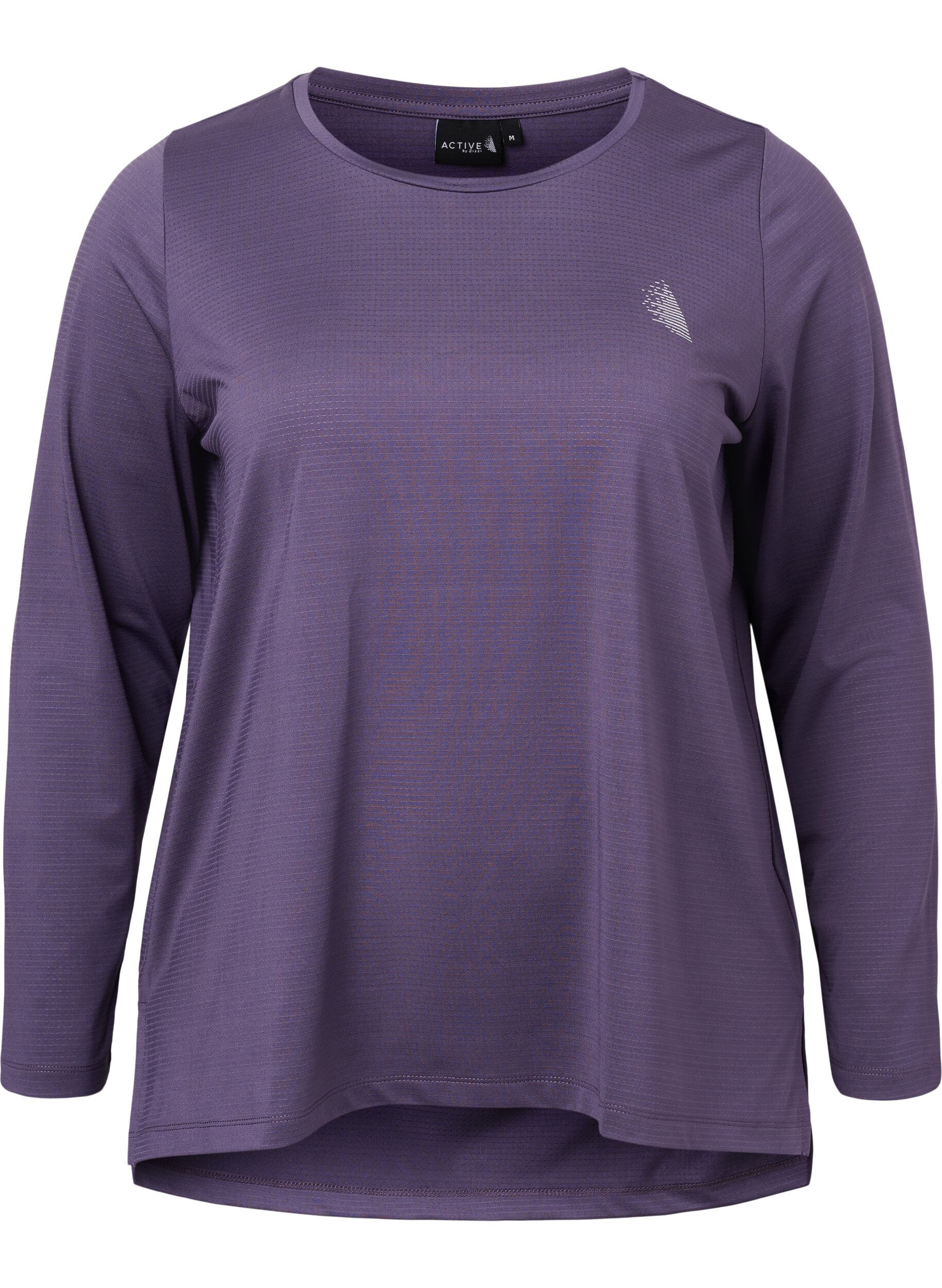 ZizziSportblouse met structuur en lange mouwen, Purple Plumeria, Packshot image number 0