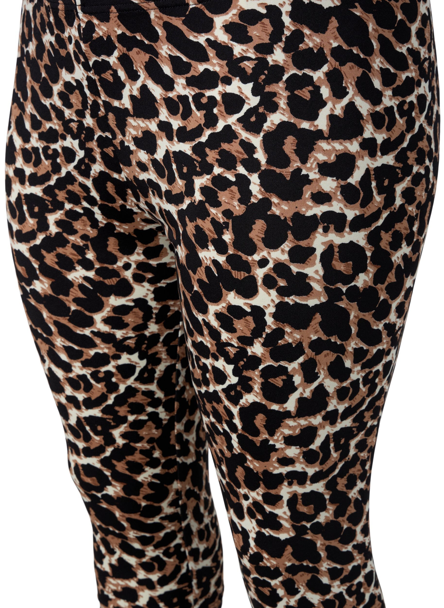 Zizzi2-pack van 3/4 leggings, Black / LEO AOP, Packshot image number 3