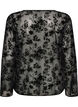 Blouse en maille ouverte devant avec motif floral, Noir, Packshot image number 1