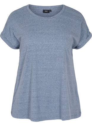 T-shirt chiné en coton, Navy Blazer melange, Packshot image number 0