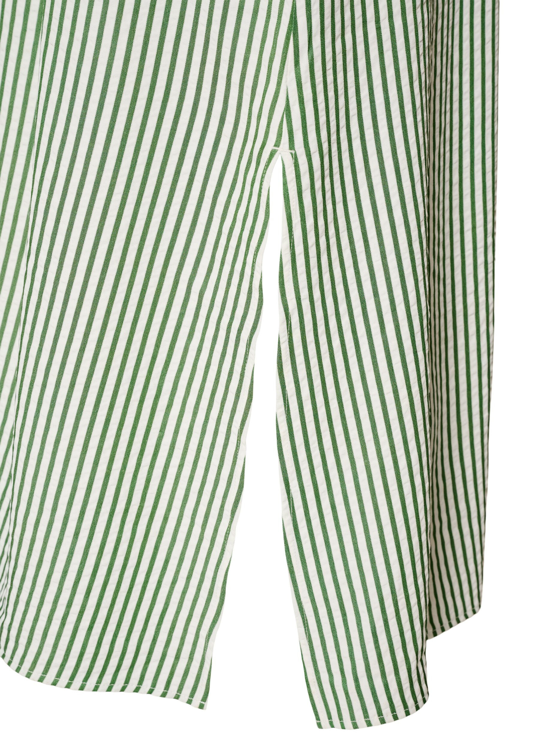 ZizziEnkellange overhemdjurk met strikceintuur en strepen, Groen, Packshot image number 3