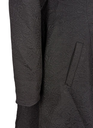 Jacquard geweven jas met capuchon, Black, Packshot image number 3