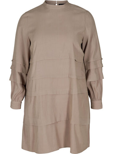 Viscose jurk met lange mouwen, Desert Taupe, Packshot image number 0