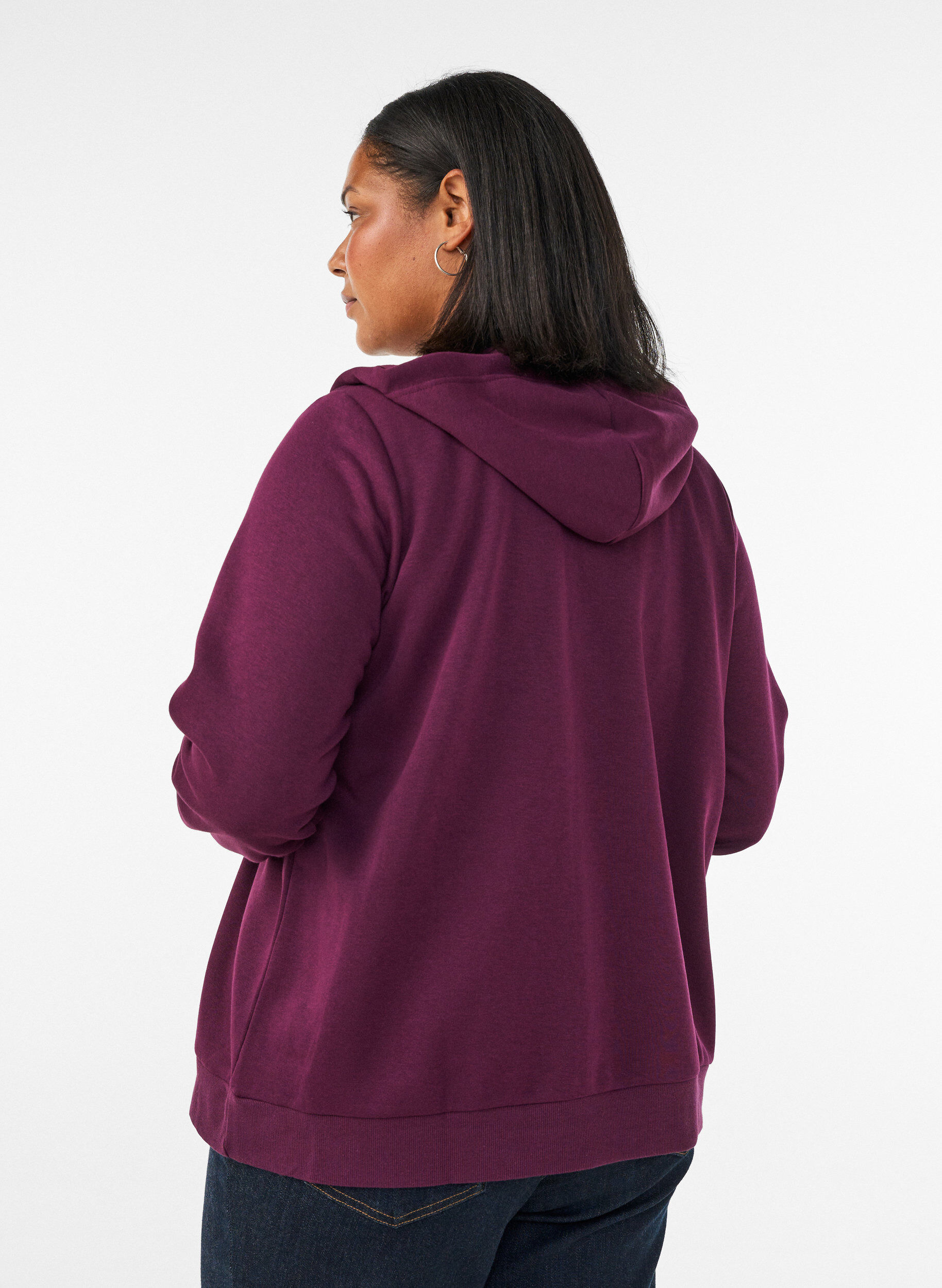 ZizziSweatshirt met capuchon, ritssluiting en zakken, Paars, Model image number 2