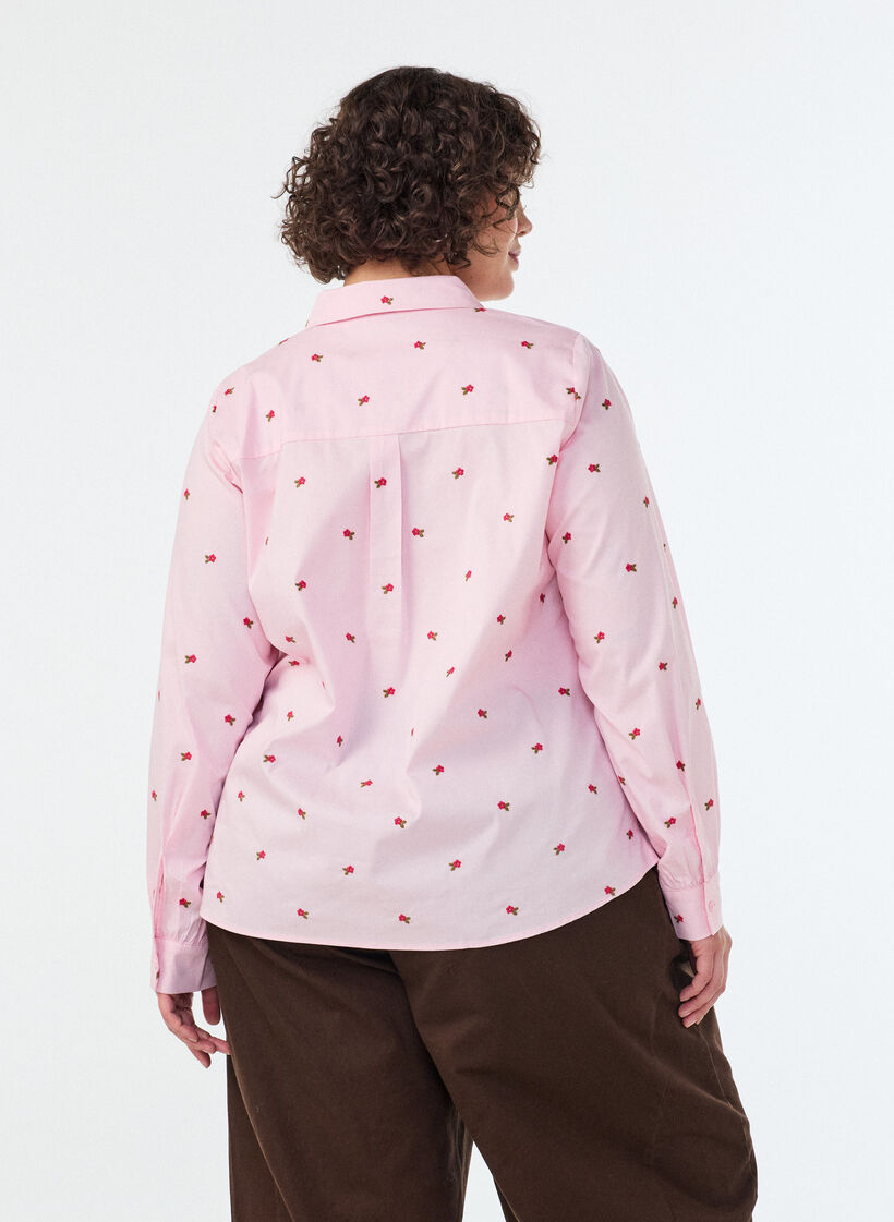 Shirt met geborduurde bloemen, Roze, Model image number 2